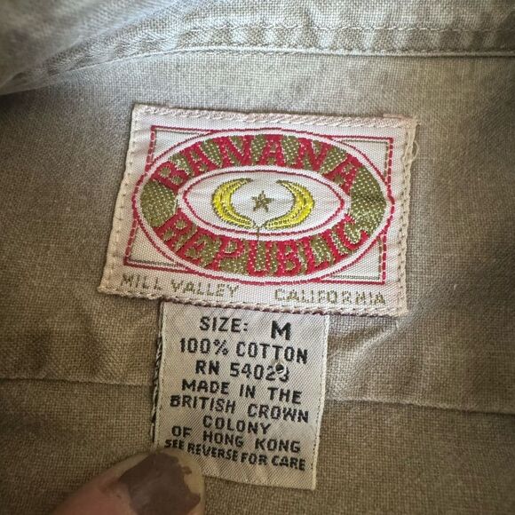 Vintage 1980s banana republic explorer Khaki Button-Up Shirt Hong Kong safari M - Picture 12 of 12